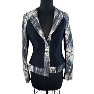 Versace VERSUS Tailored Wool Jacket Hook & Eye Black White Gray Trim S M Vintage